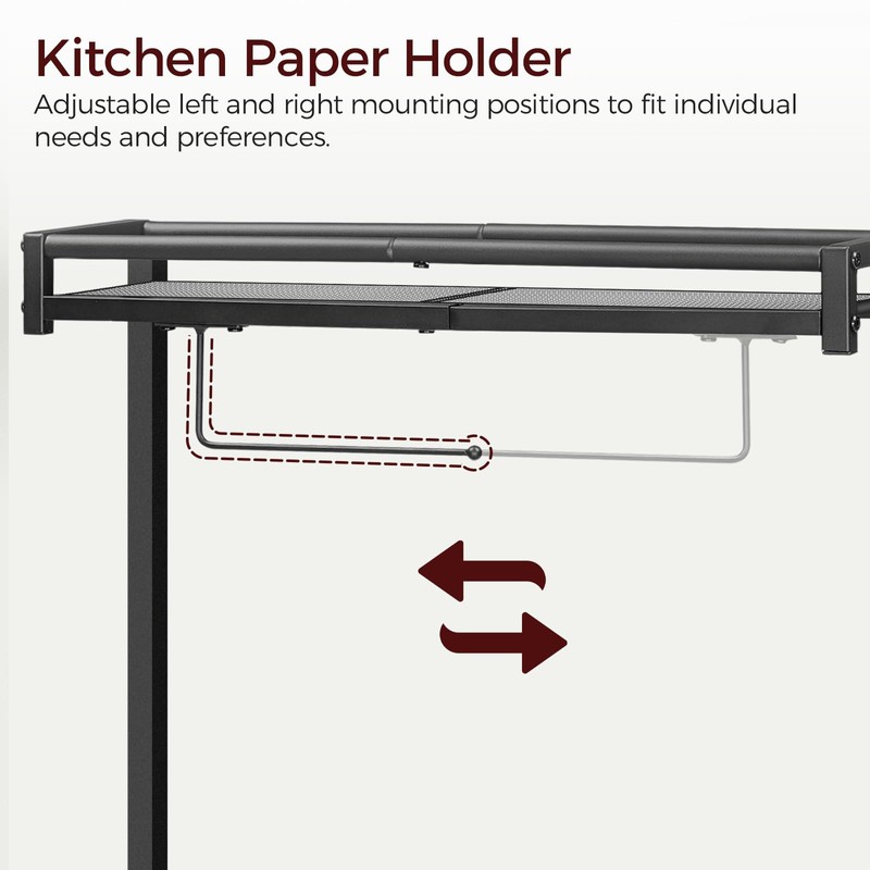 MAHANCRIS Bakers Rack with Storage, Microwave Stand with Paper Holder,