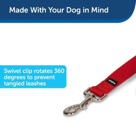 PetSafe Nylon Dog Leash - Strong, Durable, Traditional Style Leash with Easy to Use Bolt Snap - 3/4 in. x 4 ft., Red