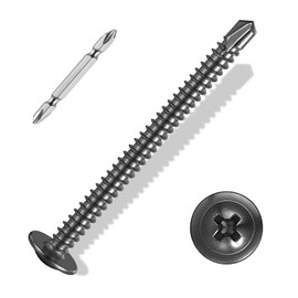 ANCHOREASE #8×2″ Sheet Metal Screws 100Pcs, 410 Stainless Steel Self Drilling Screws, Black Truss Head Screws