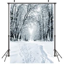 LYWYGG 5x7FT Snow Backdrop Snowflake Background Photo Backdrop Winter Snowy Backdrop Christmas Backdrop Home Photo Background Studio Photography Props CP-285