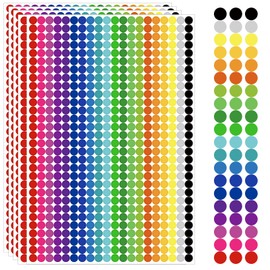 12000 PCS 1/4" Small Round Color Coding Dot Stickers - 20 Neon Colors, Removable No Residue, Write-On Tiny Labels for Office, Classroom, Home Organization & Crafts