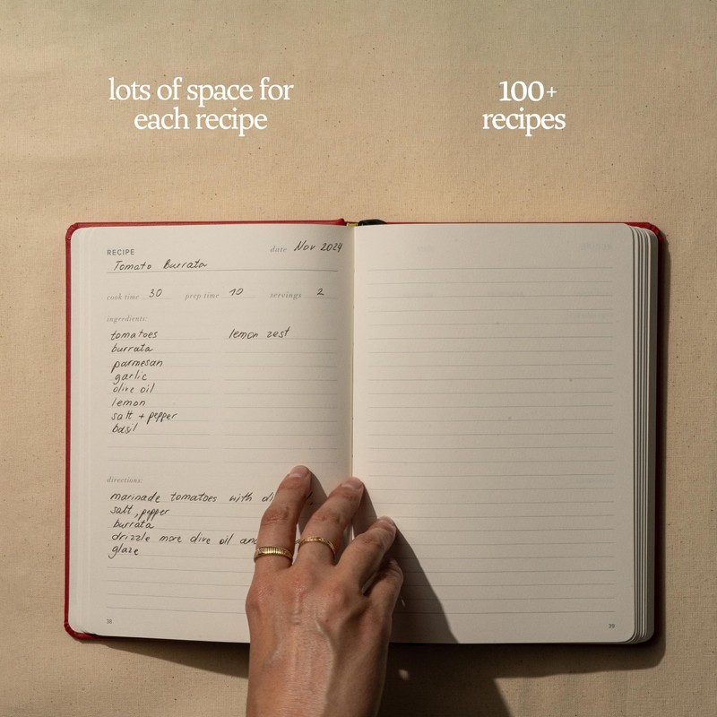 Kunitsa Co. Recipe Notebook - Keepsake Gift, Hardcover Blank Recipe