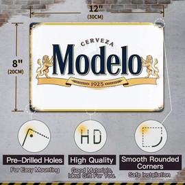 Bar Signs, Beer Signs for Man Cave, Modelo Beer Signs Garage Decor Bar Decorations, 8x12 Inches Coors Light Beer Poster Metal Signs Bar Wall Decor Bar Decor for Pub Home House Coffee