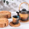 ROSSRORE Handwoven Natural Coasters Set - Boho Seashell & Rattan