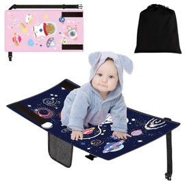 Airplane Travel Bed for Kids, Airplane Seat Extender Portable with side pocket, Airplane Travel Accessories for Kids, Foot Leg Rest Hammock Cot for Flights, Compact&Light (BLUE)