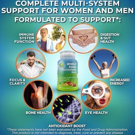 Vegan Whole Food Daily Multivitamin with Iron, Methylated Multivitamin for Women and Men, Made with Fruits & Vegetables, B-Complex, Probiotics, Enzyme