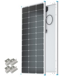 Renogy Solar Panel 100 Watt 12 Volt with Mounting Z Brackets High-Efficiency Monocrystalline PV Module Power Charger for RV Marine Rooftop Farm Battery and Other Off-Grid Applications