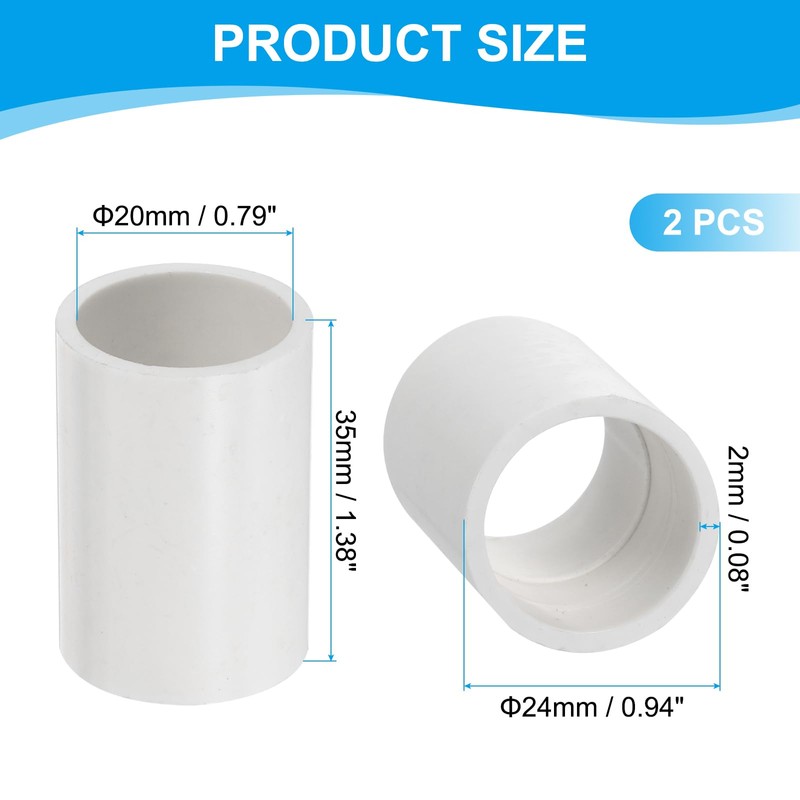 PATIKIL 3/4" PVC Pipe Fitting Coupling Adapter, 2 Pack Straight