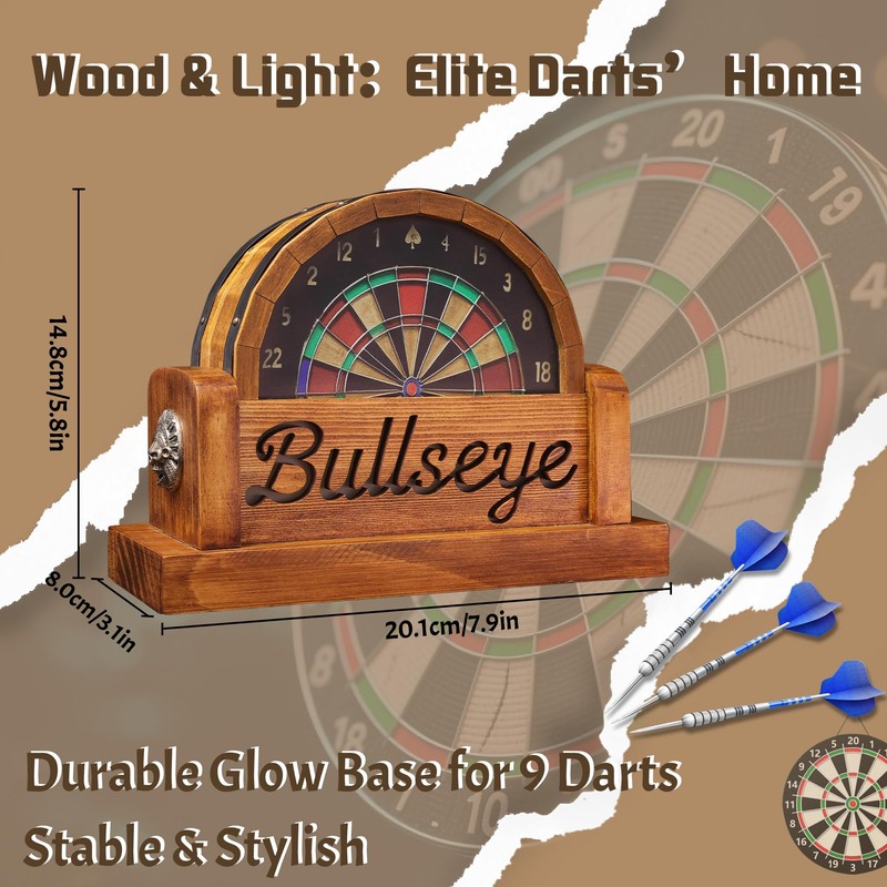 CoolGift Mart Light Up Dart Stand, Wooden Dart Holder with