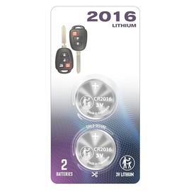 (2 PACK) CR2016 2016 for Toyota Remote Key Fob Battery OEM - (Bundle with Tool) fits 2013-2021 Camry Corolla Highlander Prius C Scion FR-s iQ tC xB xD Sequoia Tacoma Tundra