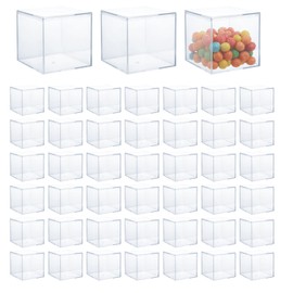 Merkaunis 48PCS Acrylic Boxes 2 * 2 * 2inch Acrylic Square Cube Acrylic Candy Box Acrylic Boxes with Lids, for Candy,Gift,Stackable Cube Container, with Lid Square Cube Storage Box