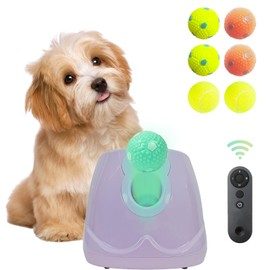 MKSY Dog Ball Throwing Machine Automatic Dog Ball Launcher for Small to Medium Sized Dogs, Dog Interactive Toy Pet Ball Thrower with Balls (Purple with Remote Control)