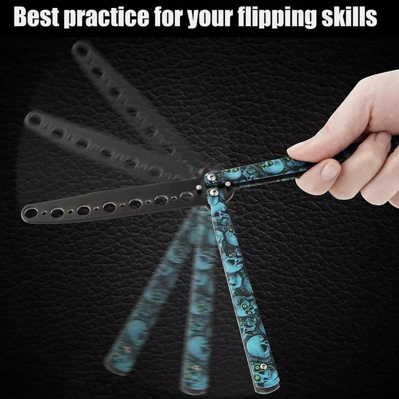 Skull Butterfly Trainer Training Dull Tool Metal knife Practice Stainless