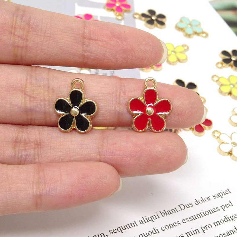 Honbay 24 colgantes de flores esmaltadas para hacer joyas o