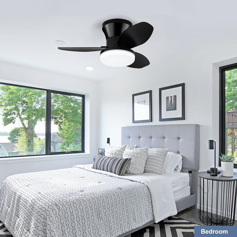 ZOEYON Small Ceiling Fan with Light - 26 Inch Flush