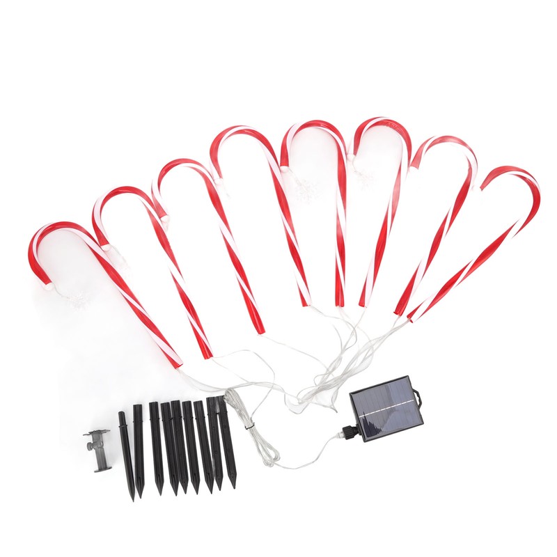 Christmas Candy Cane Light 1 for 8 Solar Candy Cane