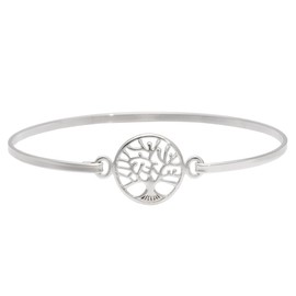 Silverly 925 Sterling Silver Tree of Life Bracelet for Women - Celtic Charm Solid Silver Bangle for Stacking - Hook Pressure Clasp - Friendship Bracelet for Daughter