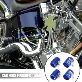 X AUTOHAUX 4pcs AN6 Hex Blue Car Hose Finisher Clamp Adapter Fitting