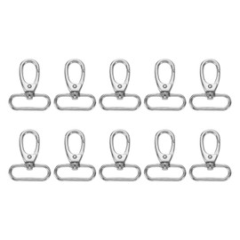 sourcing map 10Pcs Swivel Clasps, 1.5 Inch Oval Ring Lobster Clasp Claw Metal Push Gate Snap Hooks for Purse Making Keychain Belt Strap, Silver