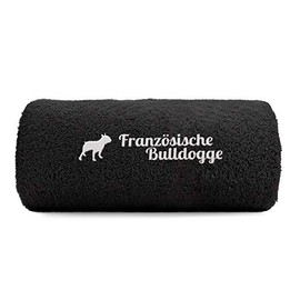 siviwonder French Bulldog Towel Paws Dog Motif Embroidery Deluxe Colour Black