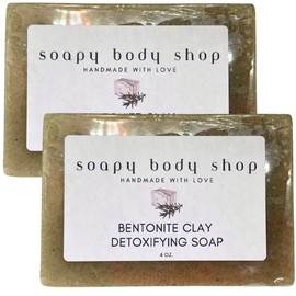 Bentonite Clay Detoxifying Soap, Detoxifying Body Soap, Handmade Soap Bar, Body Soap Bars Moisturizing, Bentonite Clay Powder, Detoxifying Soap, Essential Oil Soap, Goat Milk Soap, 4 oz. Bar (2 Pack)