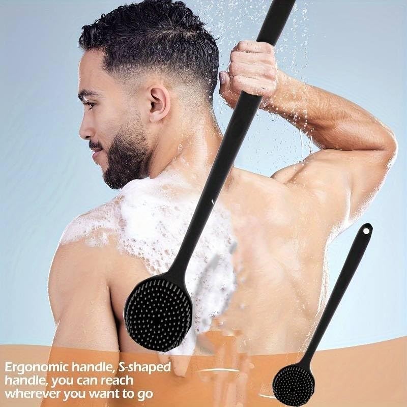 Cepillo Corporal Silicona Set Piezas Espalda Mango Largo Manual Limpieza