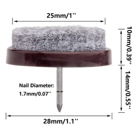 50pcs Round Heavy Duty Felt Furniture Pads,Ulifestar Nail On Furniture Sliders Hardwood Floor Protectors for Chair Table Desk Desser Cabinet Sofa Couch Leg Feet Non Slip Glides Dia 28mm/1.1'' (Brown)