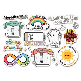 A4 Sticker Sheet Neurodivergent Vinyl Stickers - Celebrate Neurodiversity Autistic Autism Awareness Hidden Disability Decal Sticker #82473
