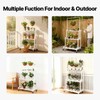 HomiShare 4-Tier Foldable Plant Stand with Wheels, No Tools Assembly,