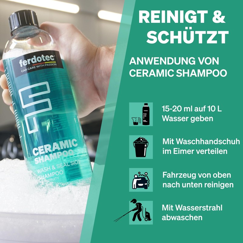 FERDOTEC Ceramic Car Shampoo (750 ml) - 2-in-1 Car Shampoo