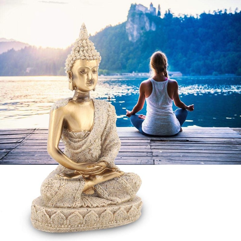 Haofy Meditando Estatua de Buda Sentado Estatua Talla de Buda