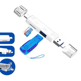 Memory Card Reader, TradeProvider 5-in-1 USB Type C Micro SD Card Reader Dual Slot OTG Card Adapter TF SDXC SDHC Memory Cards Android U Disk Expander High Capacity (White, 5-in-1 USB Card Reader)