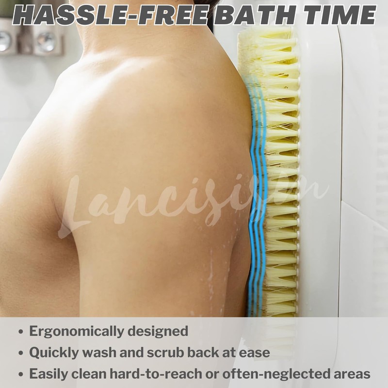 Wall Mounted Back Scrubber, Large Exfoliating Brush with Self Adhesive