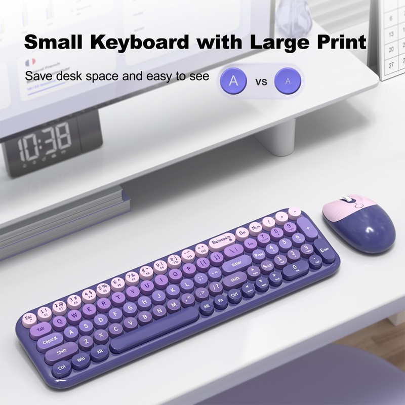 Dilter Wireless Keyboard and Mouse Combo, Portable Retro Keyboard with