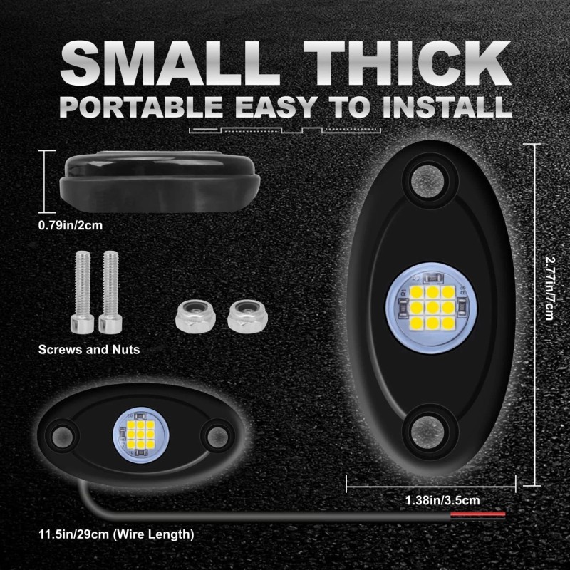 KEEPDSGN White 12 Pods LED Rock Light Underglow LED Kit