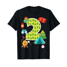 Camping Backyard Sleepover 2 Year Old 2nd Birthday Party T-Shirt