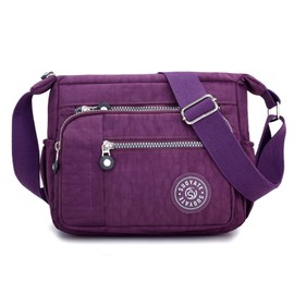 LYUK Ladies’ Multi-Compartment Shoulder Bag for Shopping, Travel, Hiking, Daily Use - Purple -