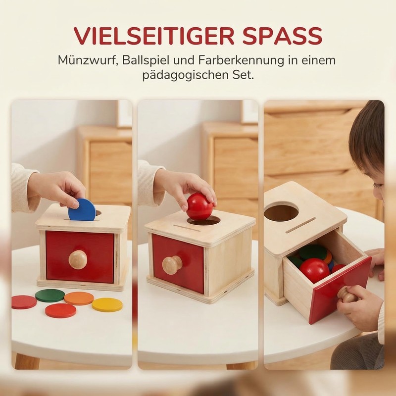 Toyvian Montessori, giocattolo in legno, 2 in 1, Montessori, con