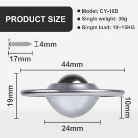 CPROSP Pack of 8 Ball Castors 19 mm with Screws, Ball Roller Bearings 360º, Furniture Castors Small Ball Castors, Wheels for Transporting Goods, Furniture, Kitchen Appliances, Industrial Machinery