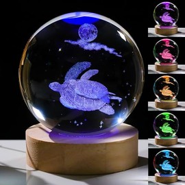 3D Sea Turtle Crystal Ball 3.14'' - Turtle Figurine Decor Glass Animals for Women, Anniversary, Birthday Gift - Best Friend Keepsake Paperweight