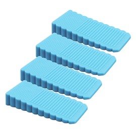 4 Pack Mini Rubber Door Stoppers for Bottom of Door, TPE Door Stopper Wedges for Floor, Door Stops for Bedroom and Office, Blue