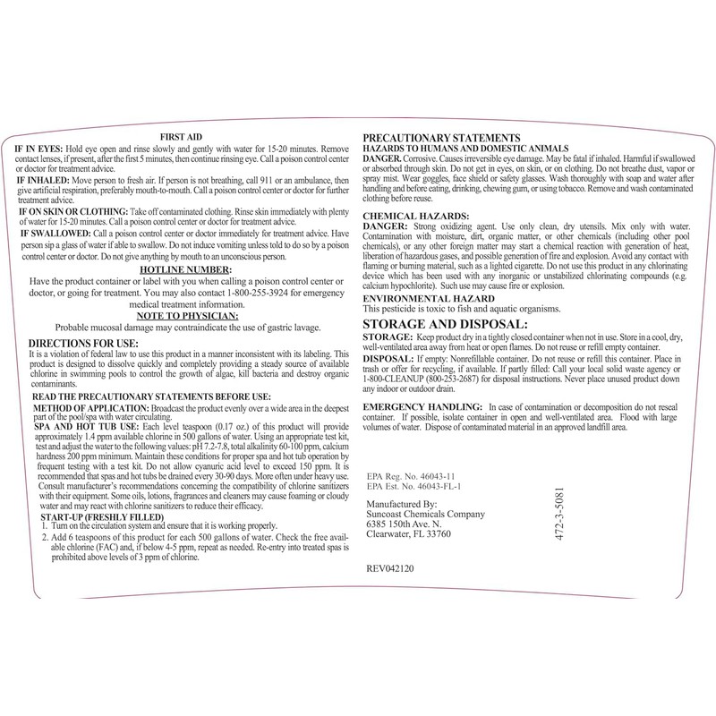 SpaChoice 5-Pounds Premium Spa Sanitizing Granules, Spa Chlorine Granules for