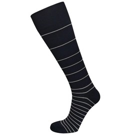 Ames Walker AW Style 675 Stripe Knee High Compression Socks - 20-30 mmHg X-Large Black w/Blue Stripe