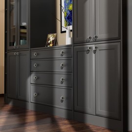 Kitchen Cabinet Drawer Knobs 8 Pack Black Crystal Brushed Cabinets Pulls Knob, Solid Base Closet Cupboard Dresser Drawers Hardware Handles, Golden Bathroom Bedroom Pull Single Hole Satin Brass Knobs