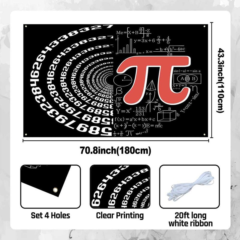 Aperturee Math Pi Day Banner 70.8 x 43.3 Inch, Happy