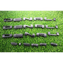 Overlay Emblem 3D Letter Door Tailgate Badge Nameplate Compatible for 2019-2024 Sierra 1500 2500hd 3500hd Denali Set of 4Pcs (Matte Black)