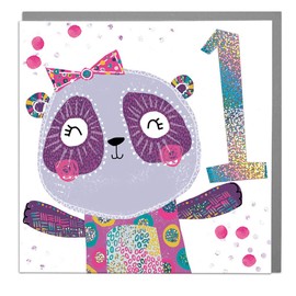 1st Birthday - Panda Card with Grey Envelope by Lola Design