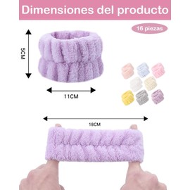 16 Diademas Para Skincare, Diadema Para Cabello Mujer, Banda Para Cuidado Facial, Tela Suave, Diademas Para Rutina De Belleza, Accesorio Para Maquillaje, Diadema Skincare