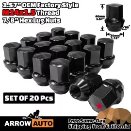 ARROW 20x Black M14x1.5 OEM Factory Style Lug Nut 7/8" Hex Fit Dodge Durango Ram1500