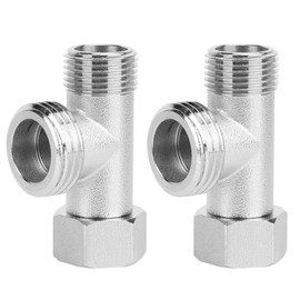 2 pieces toilet diverter valve, straight teeth, 3/8 inch and side teeth 1/2 inch, three-way connection valve, copper, nickel-plated connection